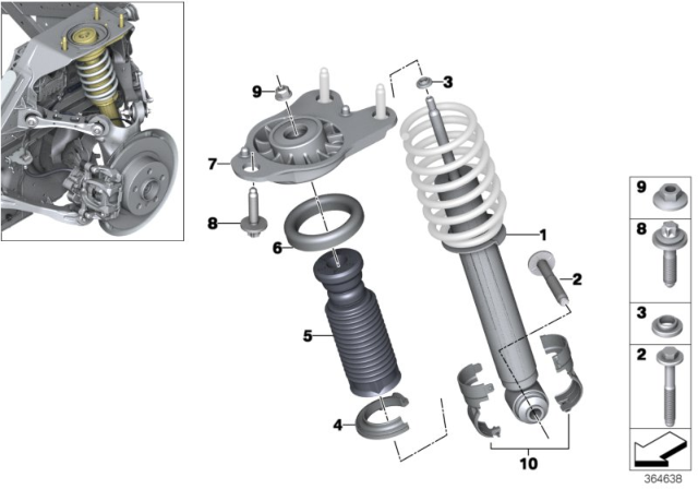 2015 BMW i3 Rear Shock Absorber Diagram for 33526852232