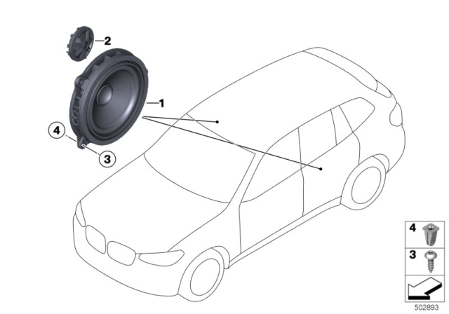 2018 BMW X3 Single Parts For Loudspeaker Diagram 2