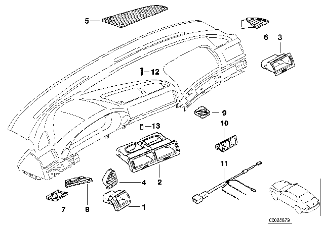 2000 BMW 740iL Outflow Nozzles / Covers Diagram
