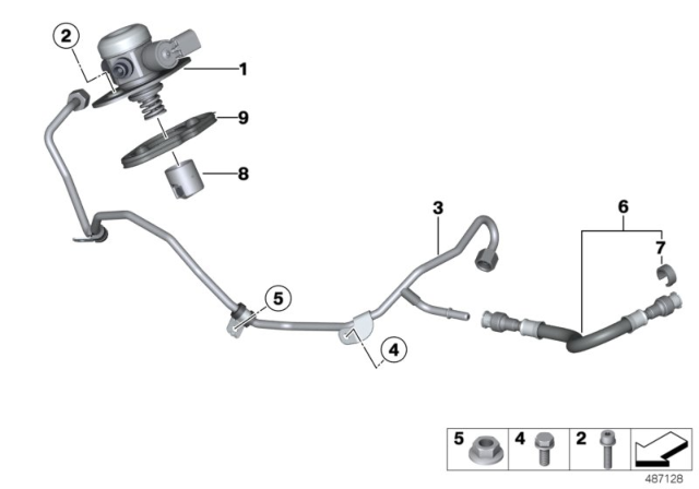 2015 BMW 750i High-Pressure Pump / Tubing Diagram