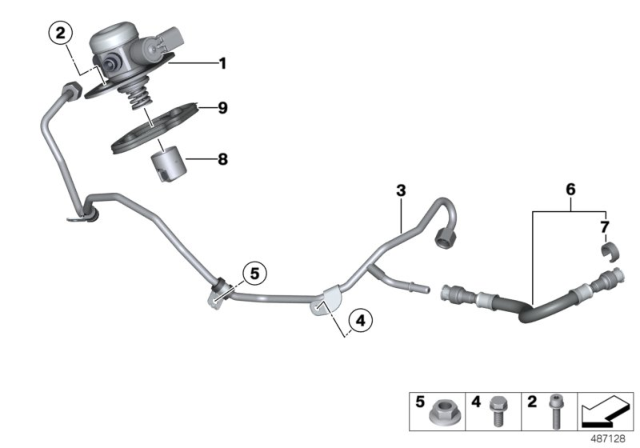 2012 BMW M6 High-Pressure Pump / Tubing Diagram