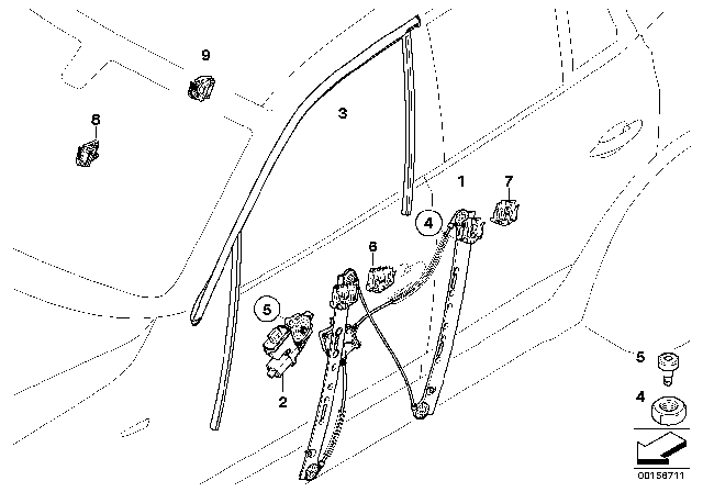 2007 BMW X3 Door Window Lifting Mechanism Diagram 1