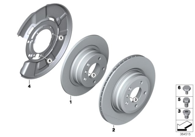 2013 BMW 328i Rear Wheel Brake / Brake Disc Diagram