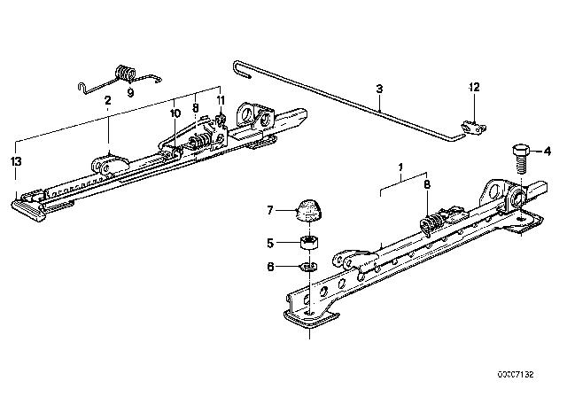 1978 BMW 633CSi BMW Sport Seat Rail Diagram