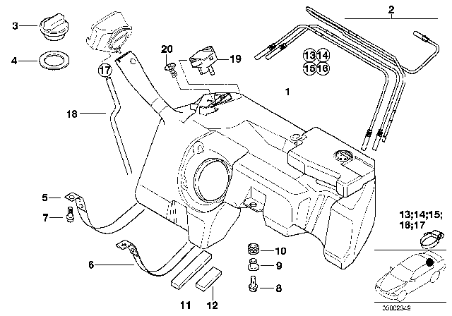 1998 BMW Z3 Lockable Filler Cap Diagram for 16116750571