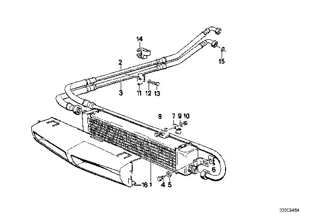 1988 BMW M6 Oil Cooling Pipe Outlet Diagram for 17212225760