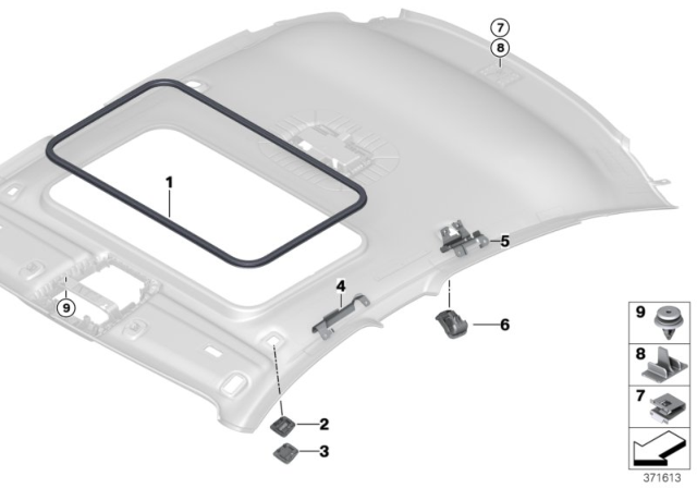 2017 BMW 440i Gran Coupe Mounting Parts, Roofliner Diagram