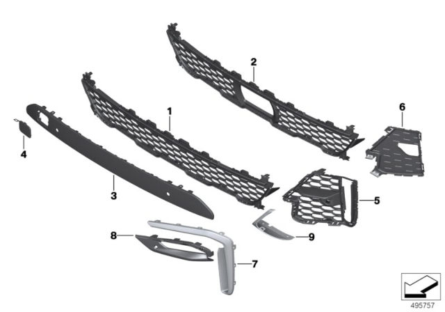 2020 BMW X7 COVER, GRILL, LEFT Diagram for 51118090081