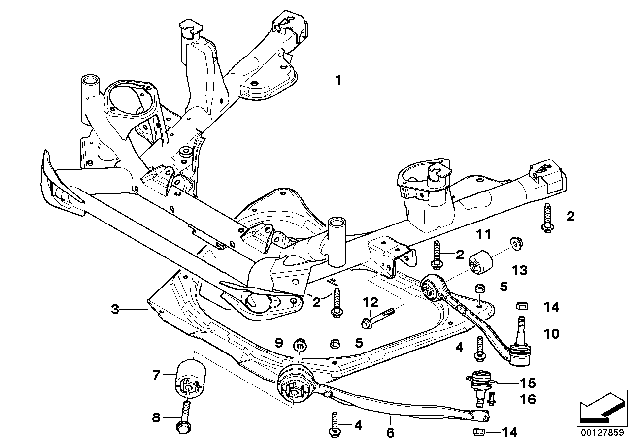 2001 BMW X5 Front Axle Support, Wishbone / Tension Strut Diagram