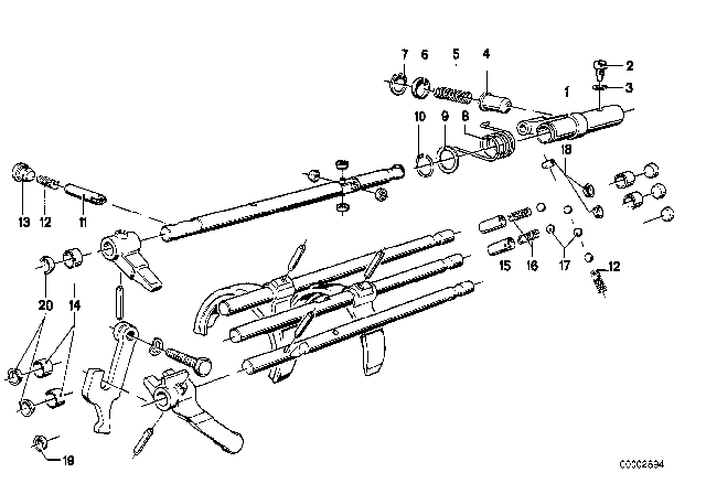 1978 BMW 733i Inner Gear Shifting Parts (Getrag 262) Diagram 2