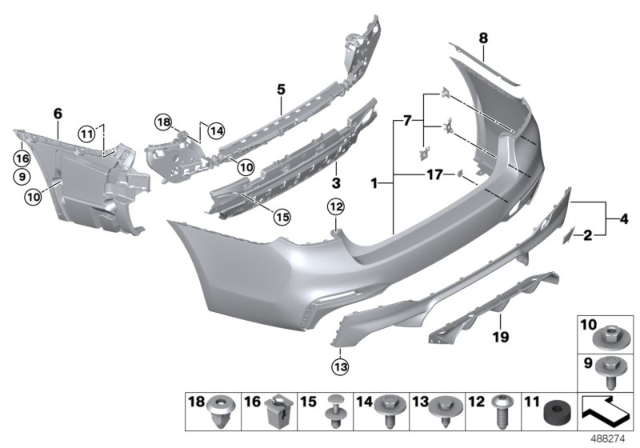2019 BMW M5 Exhaust Support Diagram for 51128065846
