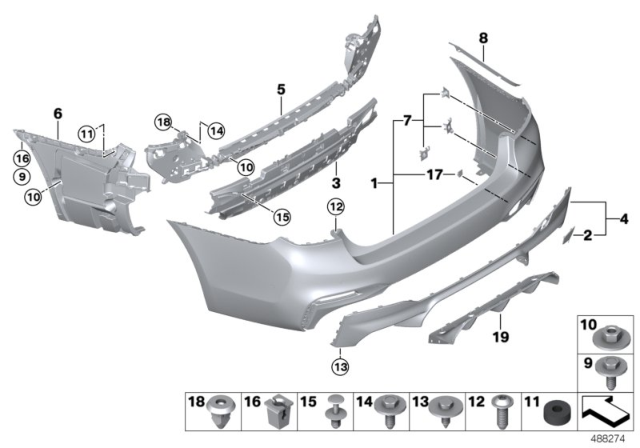 2018 BMW M5 M Trim Panel, Rear Diagram