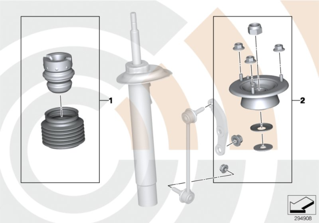 2003 BMW 540i Repair Kits, Shock Absorbers, Front Diagram