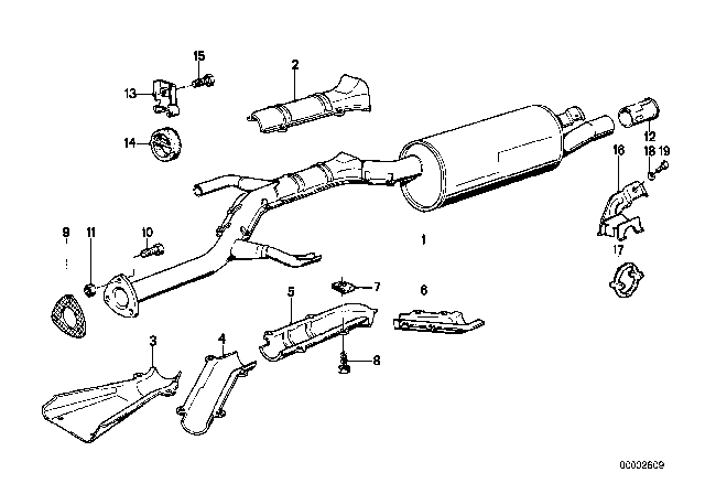 1987 BMW 528e Cooling / Exhaust System Diagram 1