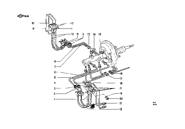 1969 BMW 2000 Pipe Diagram for 34321153734