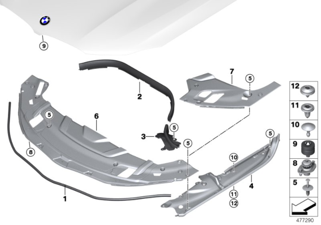 2019 BMW 530i Bonnet Seals Diagram