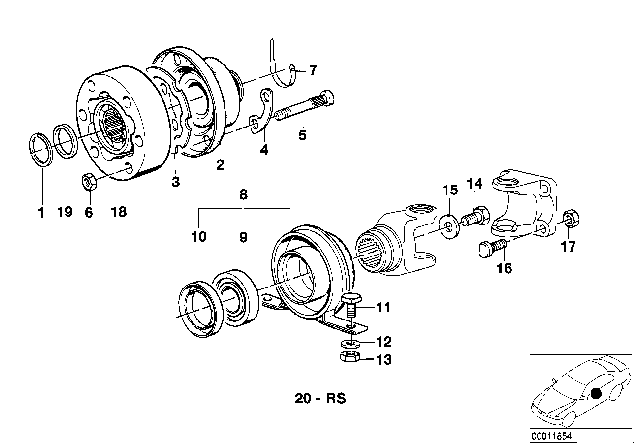 1984 BMW 533i Drive Shaft-Center Bearing-Constant Velocity Joint Diagram