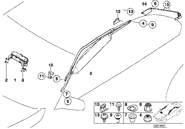 1999 BMW 740iL Head Airbag Rear Right Diagram for 72128254048