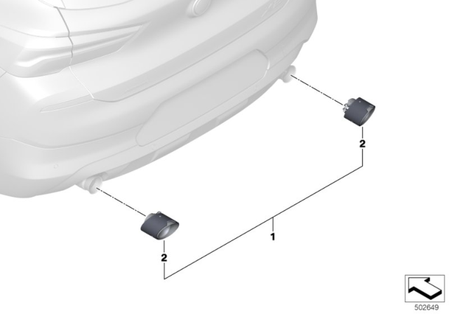 2019 BMW X2 SET TAILPIPE TRIM TITANIUM/C Diagram for 18302467290