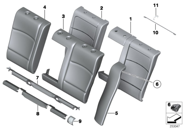 2013 BMW 528i Seat, Rear, Cushion & Cover Diagram 2