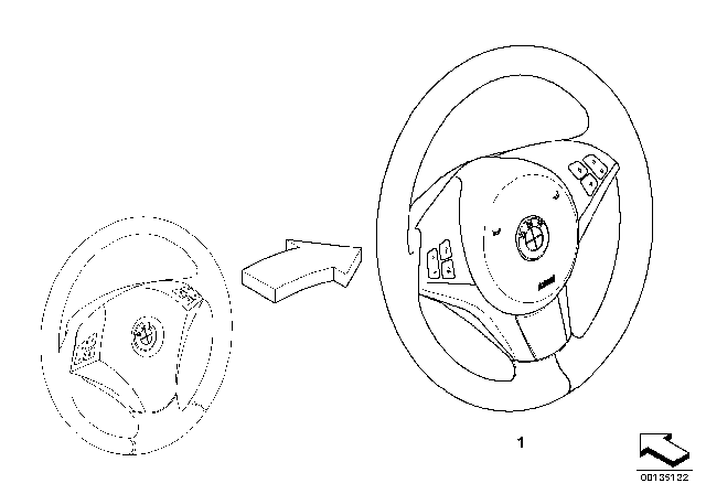 2008 BMW 550i Modification Standard Steering Wheel MFL Diagram