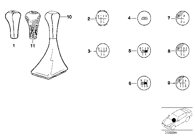 1987 BMW M6 Gearshift Knobs / Coverings / Plaques Diagram 1