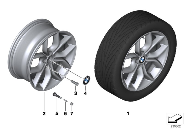 2015 BMW X3 Light Alloy Disc Wheel Reflexsilber Diagram for 36116787579
