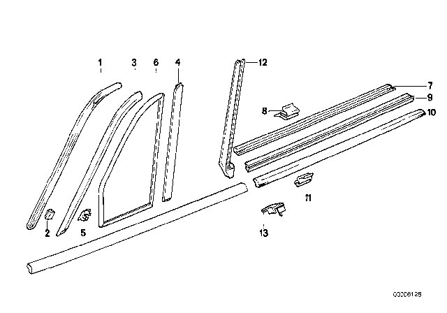 1991 BMW 325i Door Weather Strip Inner Left Diagram for 51361942823