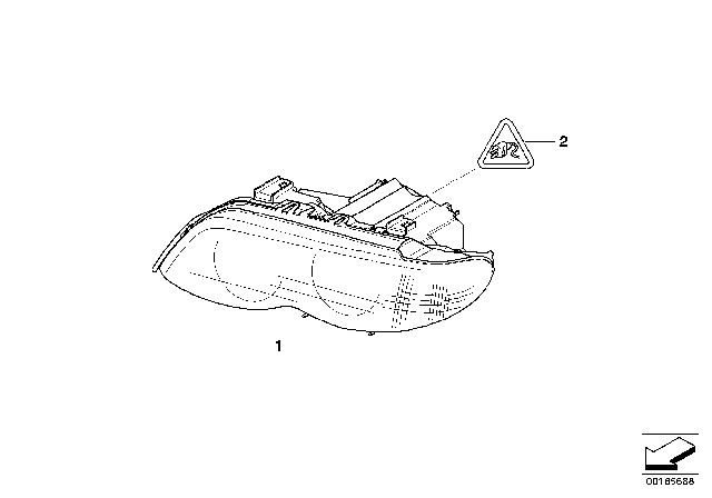 2006 BMW X5 Headlight Front Right Diagram for 63117166818