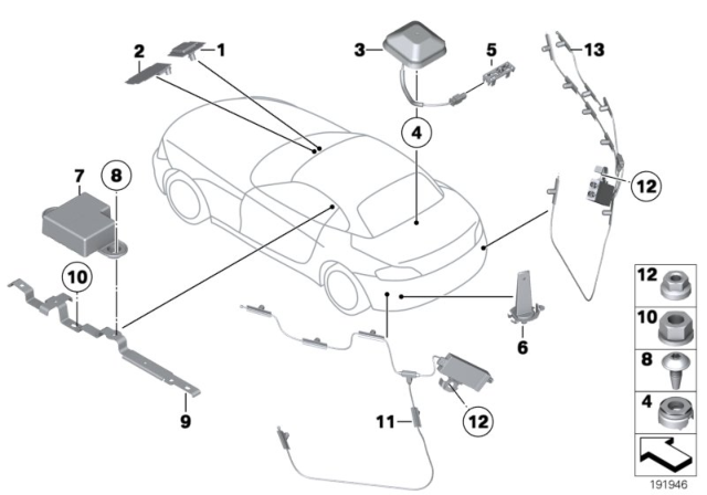 2011 BMW Z4 Single Parts, Aerial GPS/DAB/SDARS/TV/TEL Diagram