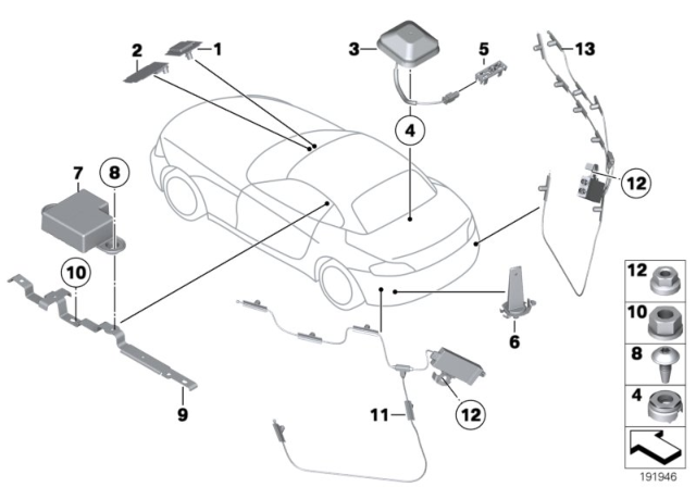 2014 BMW Z4 Fixing Nut Diagram for 65206925347