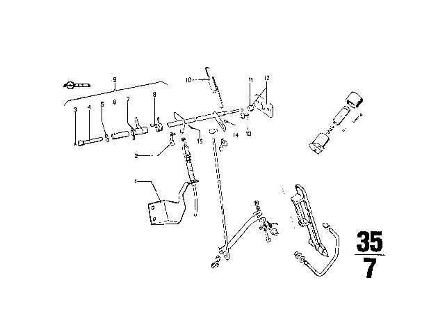 1973 BMW 2002 Accelerator Pedal / Rod Assy Diagram 3