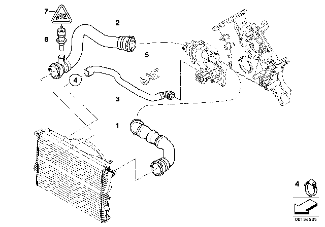 2003 BMW Alpina V8 Roadster Cooling System - Water Hoses Diagram