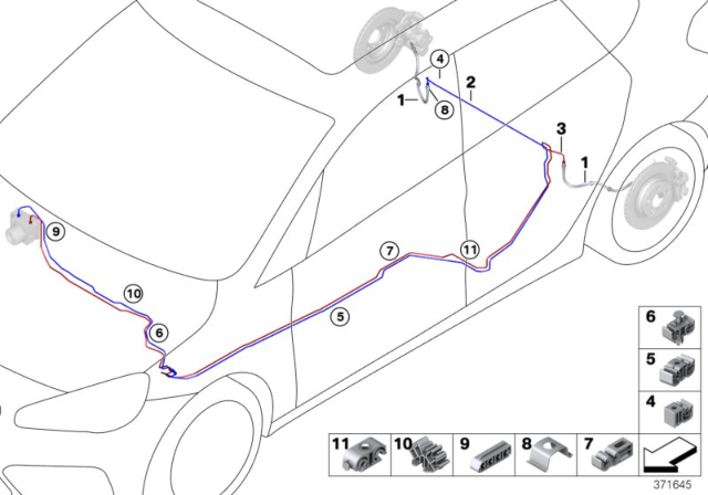 2016 BMW X1 Brake Pipe, Rear Diagram