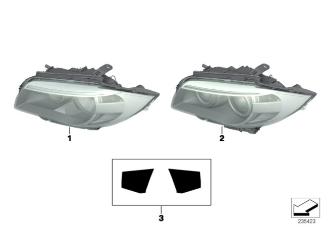 2012 BMW 128i Right Headlight Diagram for 63117263644