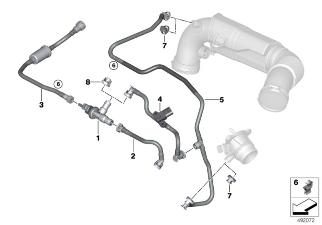 2020 BMW X1 FUEL TANK BREATHER LINE Diagram for 13908671026