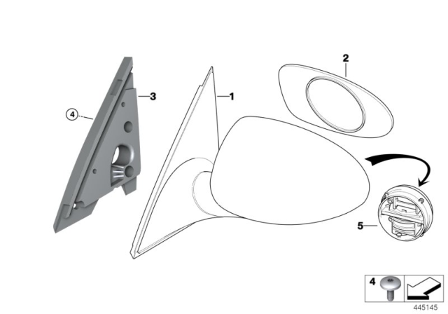 2001 BMW M5 Left Primed El.Exterior Heatable Mirror Diagram for 51162694891