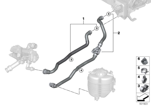 2020 BMW M340i xDrive Cooling Water Hoses Diagram