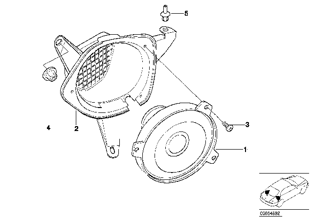 2002 BMW 325i Hi-Fi System, Rear Diagram