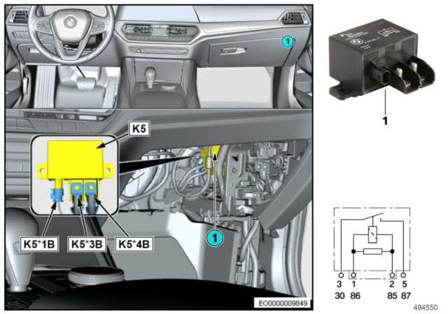 2020 BMW M340i Relay, Electric Fan Motor Diagram 1