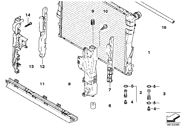 2004 BMW X3 Mounting Parts For Radiator Diagram