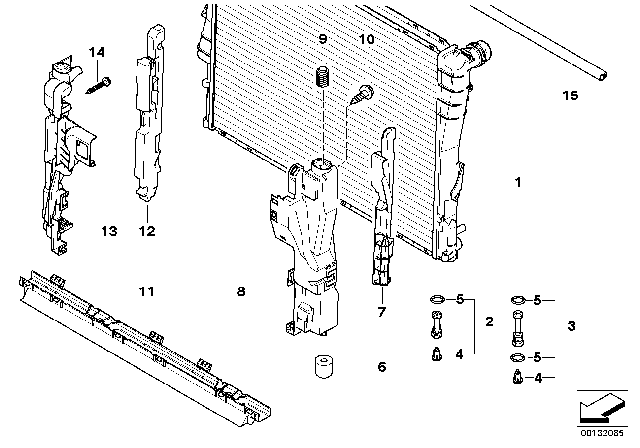 2007 BMW Z4 M Mounting Parts For Radiator Diagram