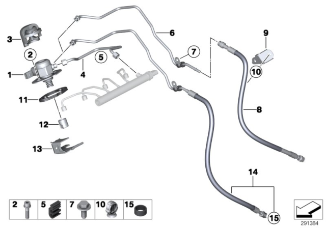 2015 BMW 328i xDrive High-Pressure Pump / Tubing Diagram