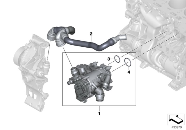 2020 BMW M235i xDrive Gran Coupe Cooling System - Thermostat Housing Diagram