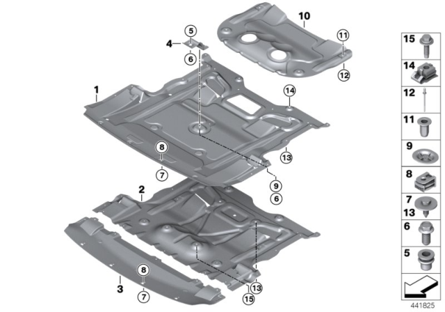 2016 BMW 528i Underbonnet Screen Diagram 1