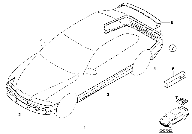 2002 BMW 325Ci Aerodynamic Package Diagram