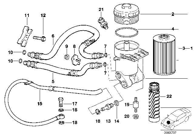 1995 BMW 840Ci Oil Pipe Outlet Diagram for 11421745231