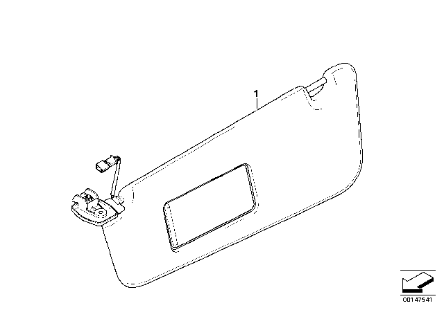 2004 BMW 525i Individual Sun Visor Diagram