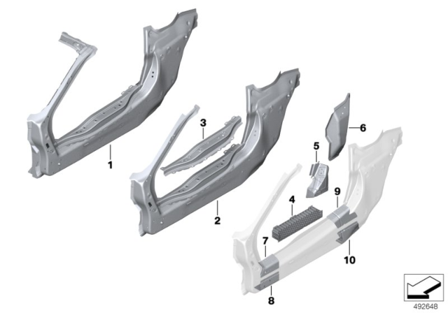 2020 BMW i8 Reinforcement Plate, Side Sill, Rear.Right. Top Diagram for 41007393532