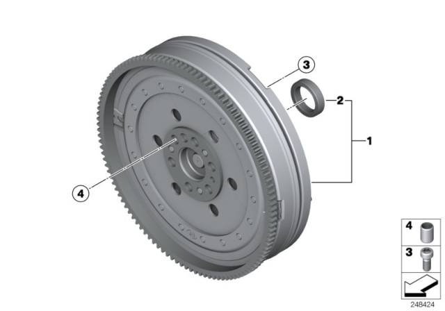 2014 BMW 328i xDrive Flywheel / Twin Mass Flywheel Diagram